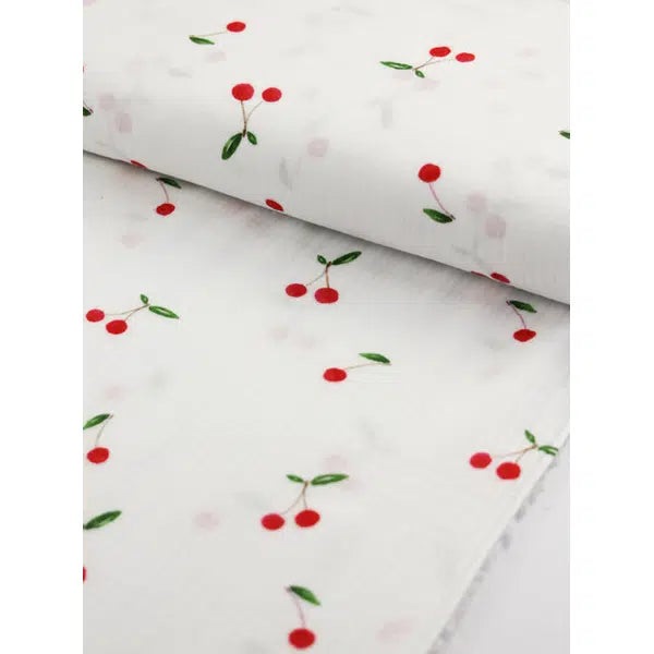 Cotton Double Gauze Fabric - Cherry Pop – view 5 – Truro Fabrics