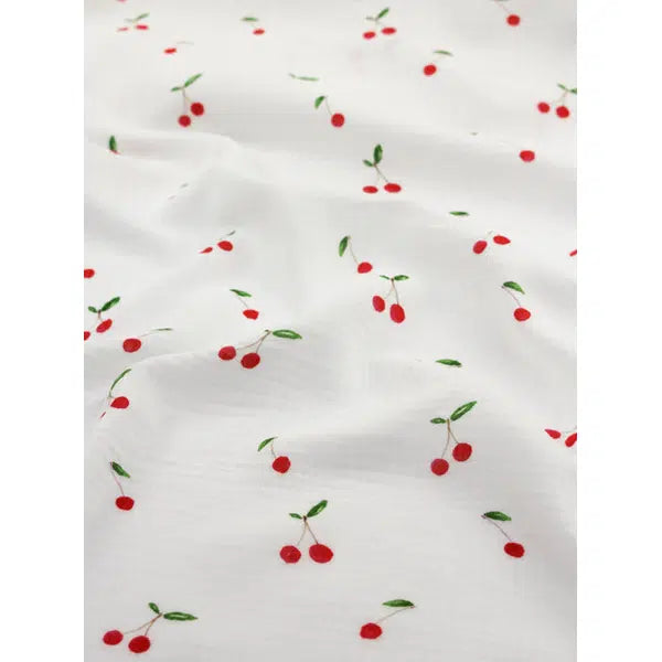 Cotton Double Gauze Fabric - Cherry Pop – view 4 – Truro Fabrics