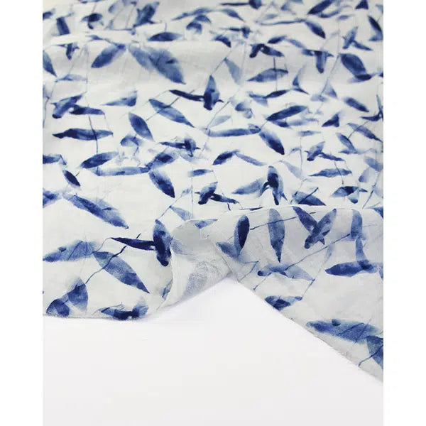 Cotton Double Gauze Fabric - Indigo Meadow – view 4 – Truro Fabrics