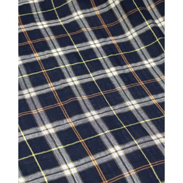 Cotton Double Gauze Fabric - Navy Plaid – view 2 – Truro Fabrics