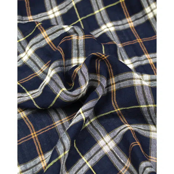 Cotton Double Gauze Fabric - Navy Plaid – Truro Fabrics