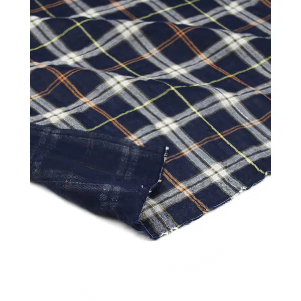 Cotton Double Gauze Fabric - Navy Plaid – view 4 – Truro Fabrics