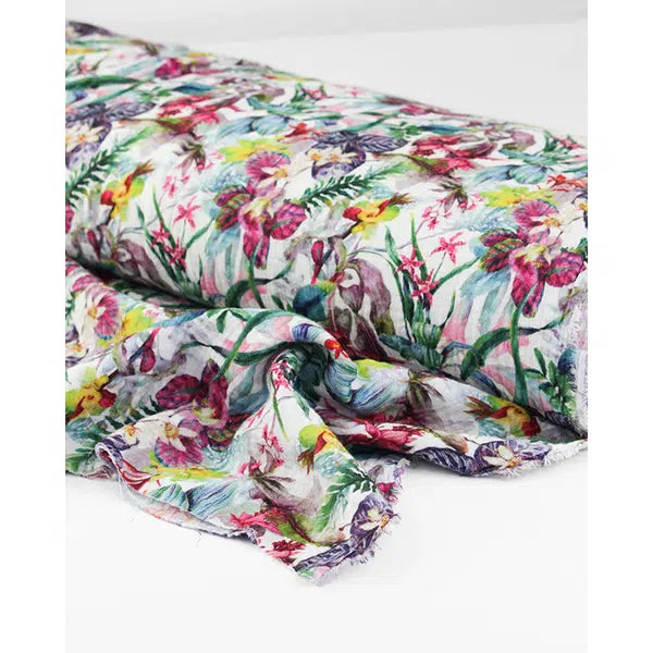 Cotton Double Gauze Fabric - Orchidarium – view 2 – Truro Fabrics