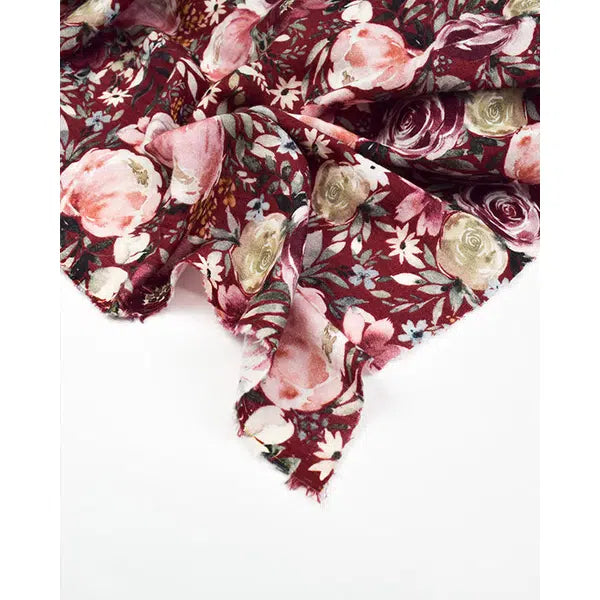 Cotton Double Gauze Fabric - Rose Garden Wine – view 3 – Truro Fabrics