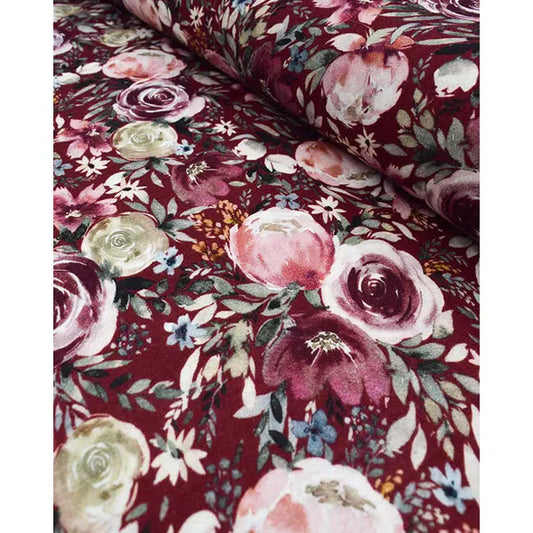 Cotton Double Gauze Fabric - Rose Garden Wine – Truro Fabrics