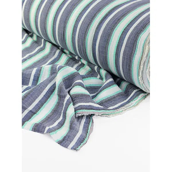 Cotton Double Gauze Fabric - Saltwater Stripes – view 2 – Truro Fabrics