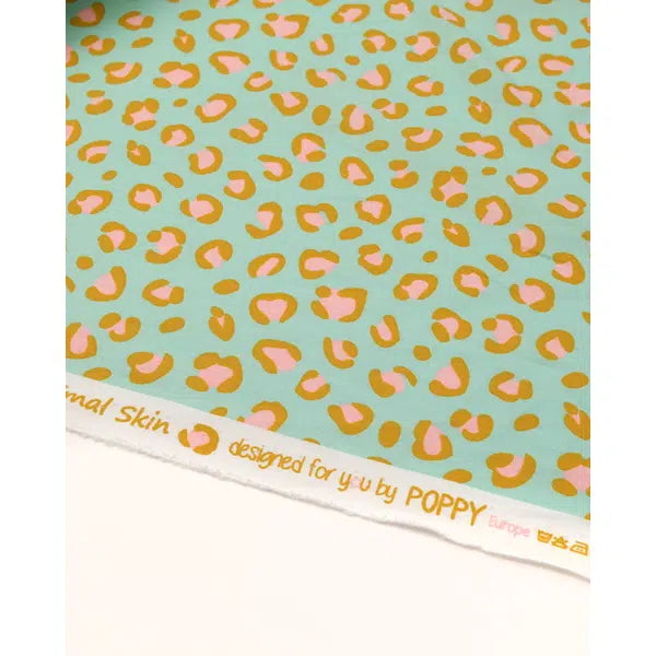 Cotton Fabric - Leopard Print Aqua – view 3 – Truro Fabrics