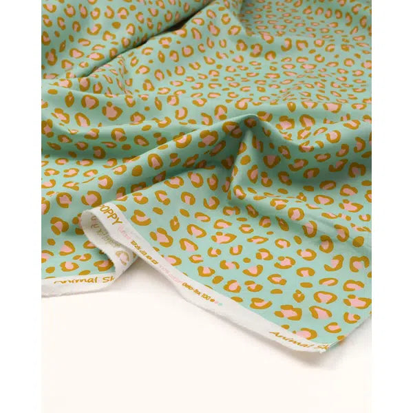 Cotton Fabric - Leopard Print Aqua – view 2 – Truro Fabrics