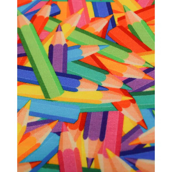 Cotton Jersey Fabric - Rainbow Pencils – view 4 – Truro Fabrics