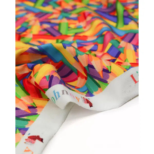 Cotton Jersey Fabric - Rainbow Pencils – view 2 – Truro Fabrics