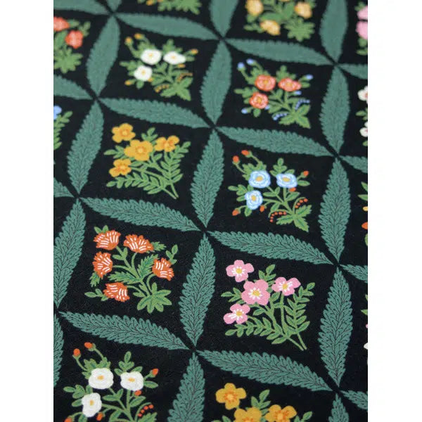 Cotton Linen Canvas Fabric - Rifle Paper Co - Dahlia Trellis Black – view 3 – Truro Fabrics
