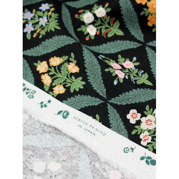 Cotton Linen Canvas Fabric - Rifle Paper Co - Dahlia Trellis Black – view 5 – Truro Fabrics