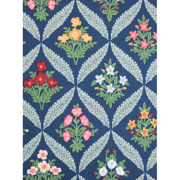 Cotton Linen Canvas Fabric - Rifle Paper Co - Dahlia Trellis Navy – view 5 – Truro Fabrics