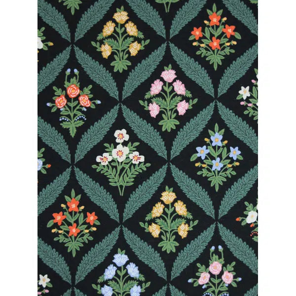Cotton Linen Canvas Fabric - Rifle Paper Co - Dahlia Trellis Black – view 7 – Truro Fabrics