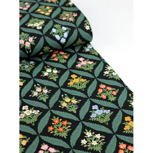 Cotton Linen Canvas Fabric - Rifle Paper Co - Dahlia Trellis Black – Truro Fabrics