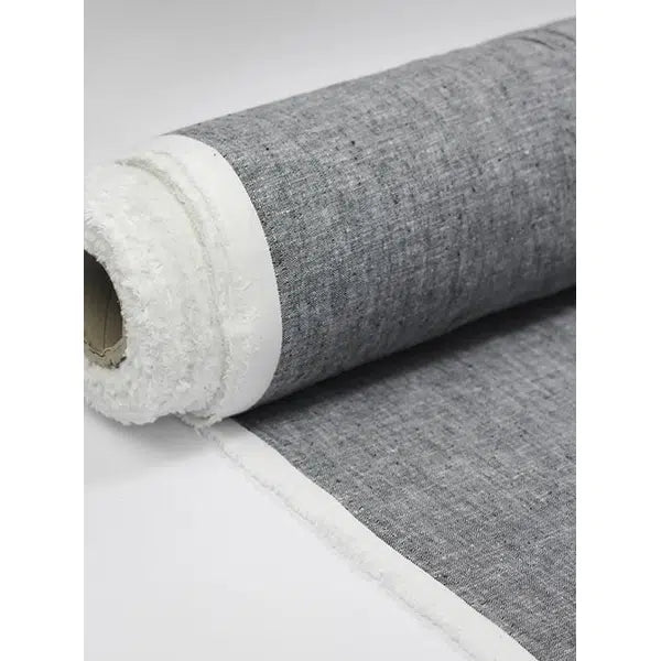 Cotton Linen Chambray Fabric - Coal – view 2 – Truro Fabrics