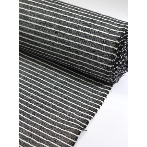 Cotton Linen Fabric - Salt & Pepper Stripe – view 2 – Truro Fabrics