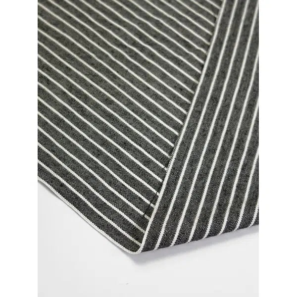 Cotton Linen Fabric - Salt & Pepper Stripe – view 3 – Truro Fabrics