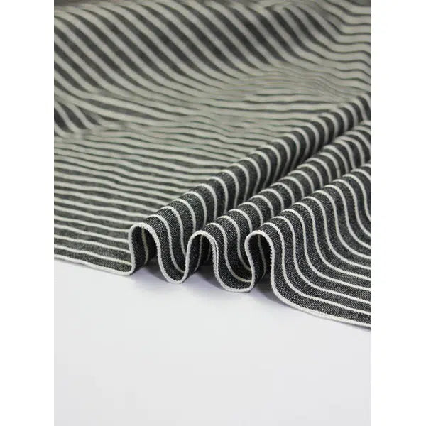 Cotton Linen Fabric - Salt & Pepper Stripe – view 4 – Truro Fabrics