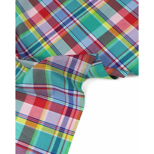 Cotton Madras Fabric - Seaside Plaid – view 2 – Truro Fabrics