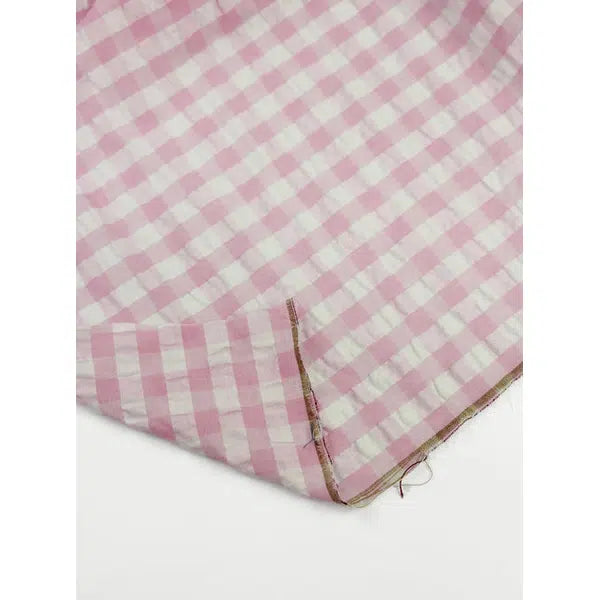Cotton Seersucker Fabric - Candyfloss Gingham – view 3 – Truro Fabrics