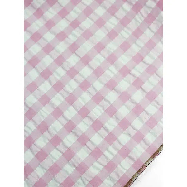 Cotton Seersucker Fabric - Candyfloss Gingham – view 4 – Truro Fabrics