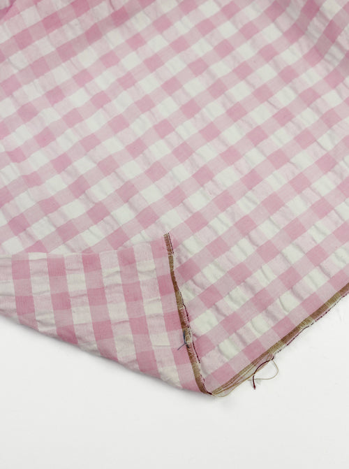 Polycotton Seersucker Fabric - Candyfloss Gingham
