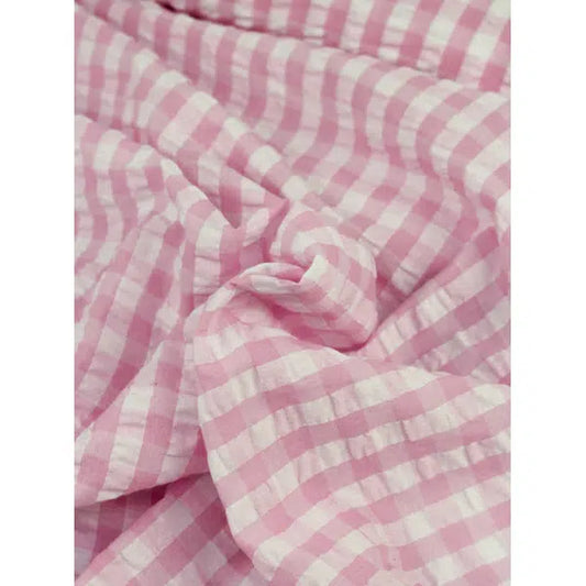 Cotton Seersucker Fabric - Candyfloss Gingham – Truro Fabrics