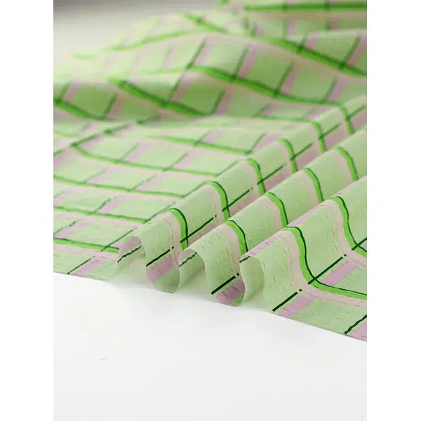 Cotton Seersucker Fabric - Sherbet Grid – view 3 – Truro Fabrics