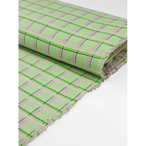 Cotton Seersucker Fabric - Sherbet Grid – view 7 – Truro Fabrics