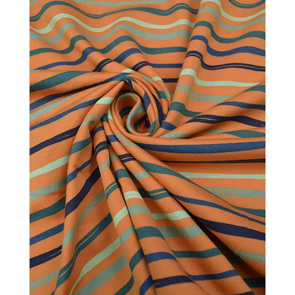 Cotton Sweatshirt Fleece Fabric - Jungle Stripe – view 2 – Truro Fabrics