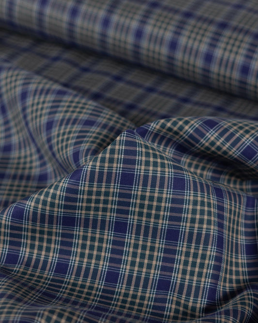Cotton Twill Shirting Fabric - Heritage Windowpane Check