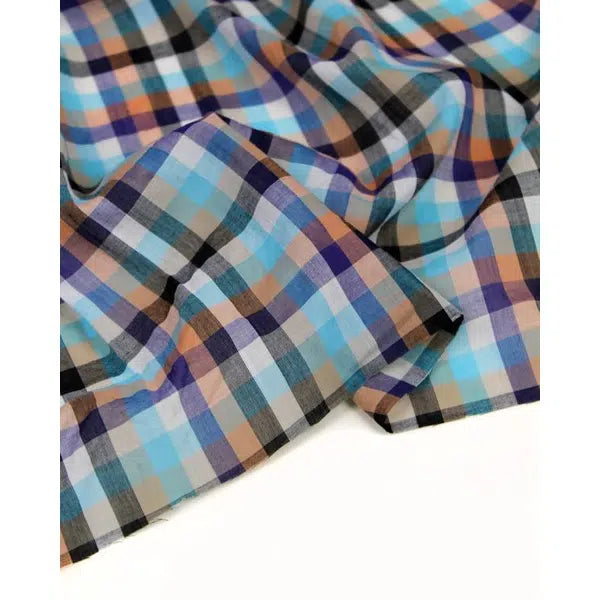 Cotton Voile Fabric - Lagoon Check – view 2 – Truro Fabrics