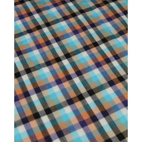 Cotton Voile Fabric - Lagoon Check – view 3 – Truro Fabrics