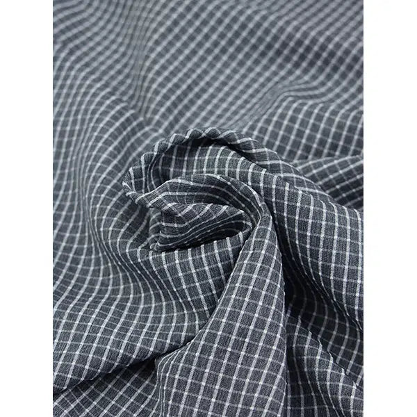 Crinkle Poly Viscose Fabric - Dockside Check – view 2 – Truro Fabrics