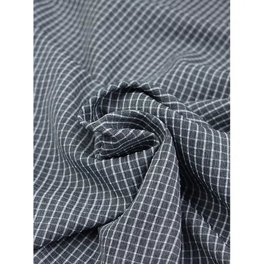 Crinkle Poly Viscose Fabric - Dockside Check – view 2 – Truro Fabrics