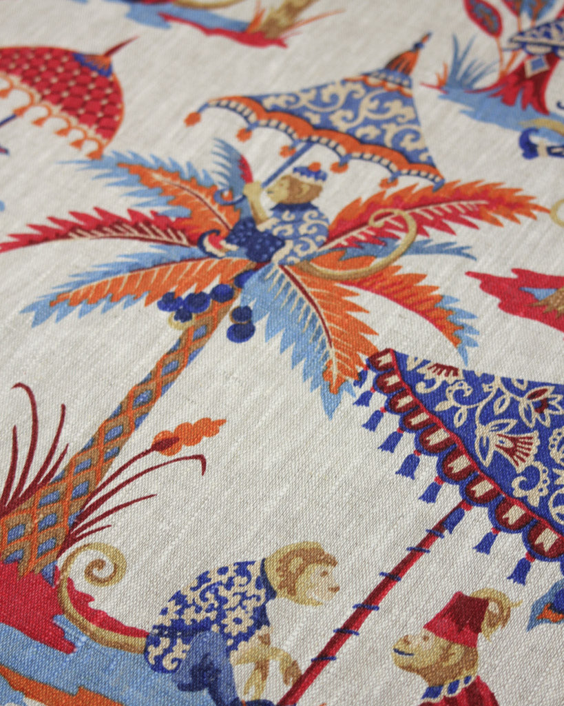 Curtain and Interiors Fabric - Exotic Monkey - Rouge