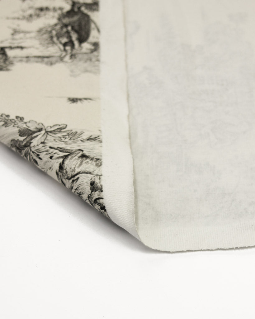 Extra Wide Curtain and Interiors Fabric - Toile De Jouy - Raven