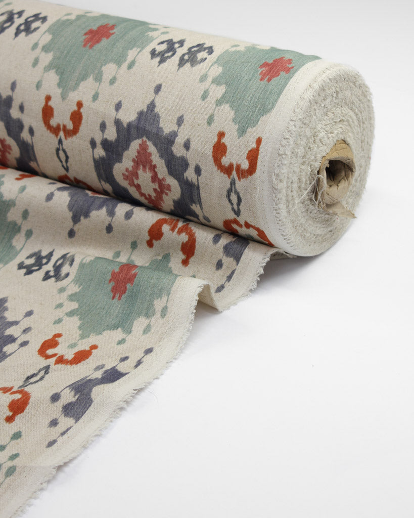 Extra Wide Curtain and Interiors Fabric - Portia Rombo - Sea Urchin, Marine and Salsa