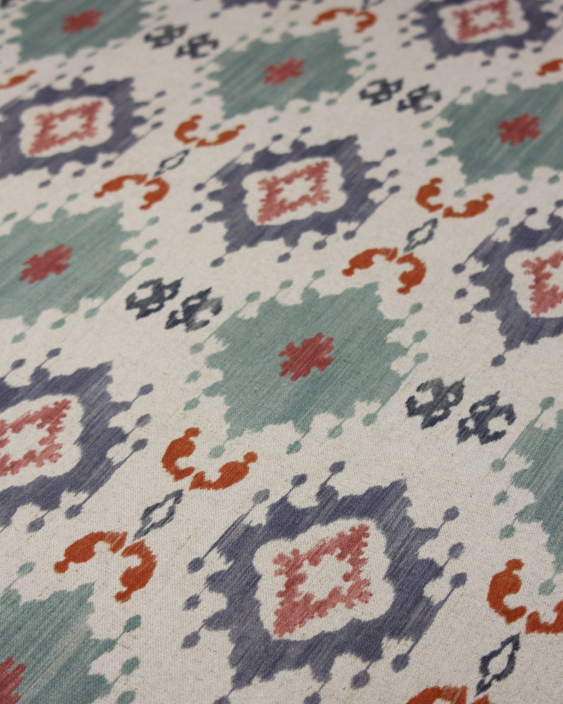Extra Wide Curtain and Interiors Fabric - Portia Rombo - Sea Urchin, Marine and Salsa