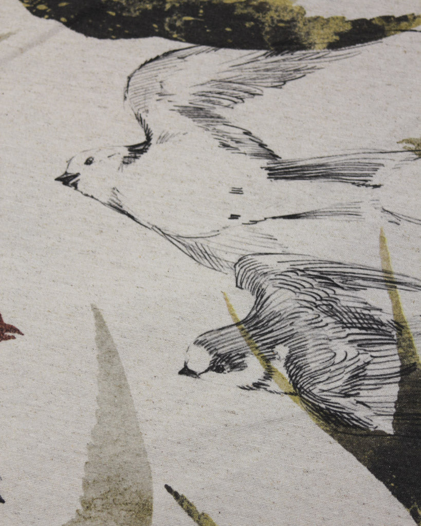 Extra Wide Curtain and Interiors Fabric - Swallows Shadow - Khaki and Rust