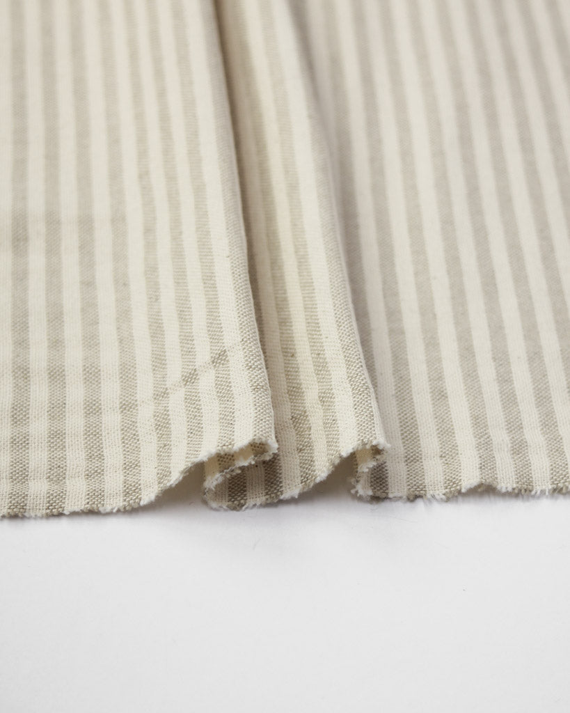 Extra Wide Curtain and Interiors Fabric - Vera Stripe - Flax Seed