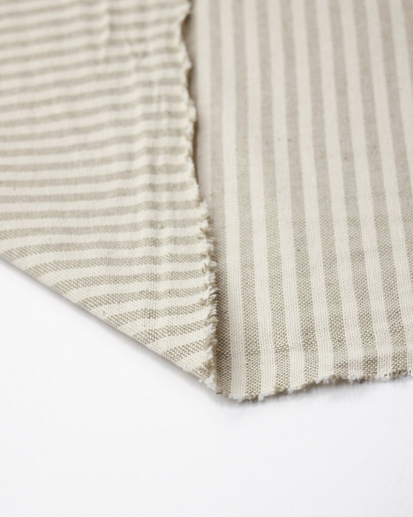 Extra Wide Curtain and Interiors Fabric - Vera Stripe - Flax Seed
