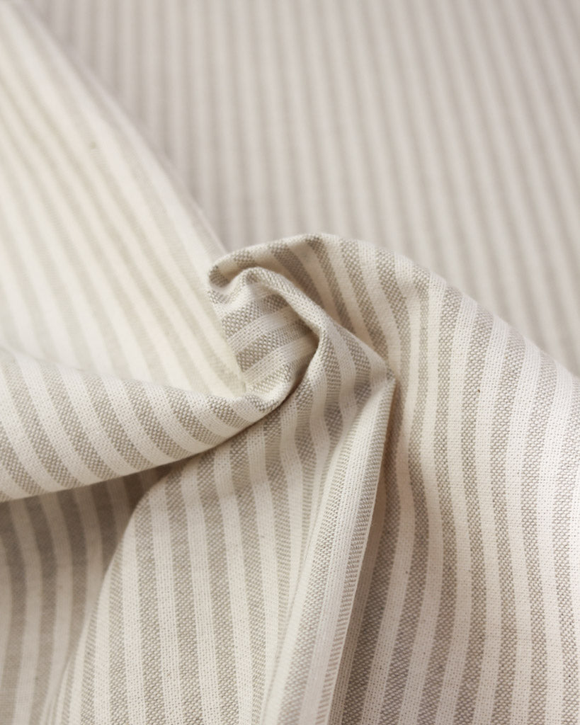 Extra Wide Curtain and Interiors Fabric - Vera Stripe - Flax Seed