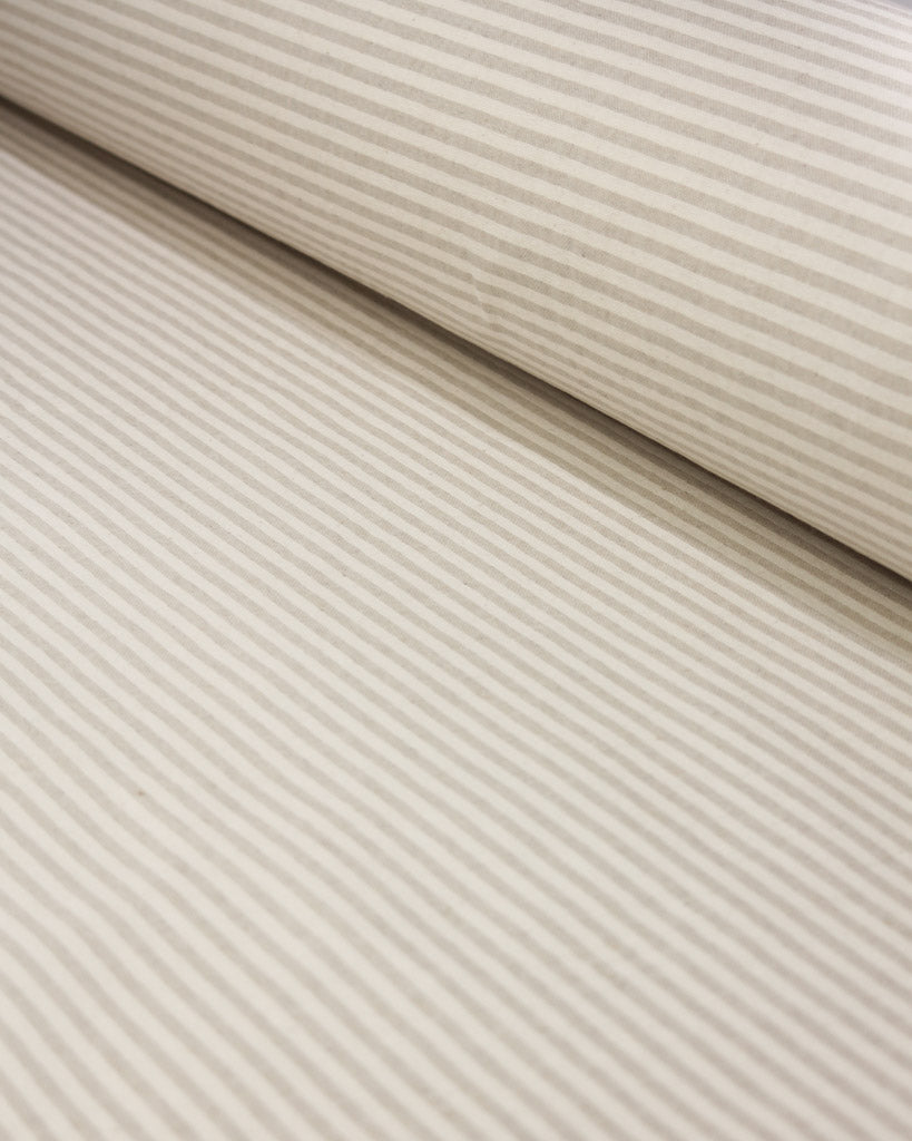 Extra Wide Curtain and Interiors Fabric - Vera Stripe - Flax Seed