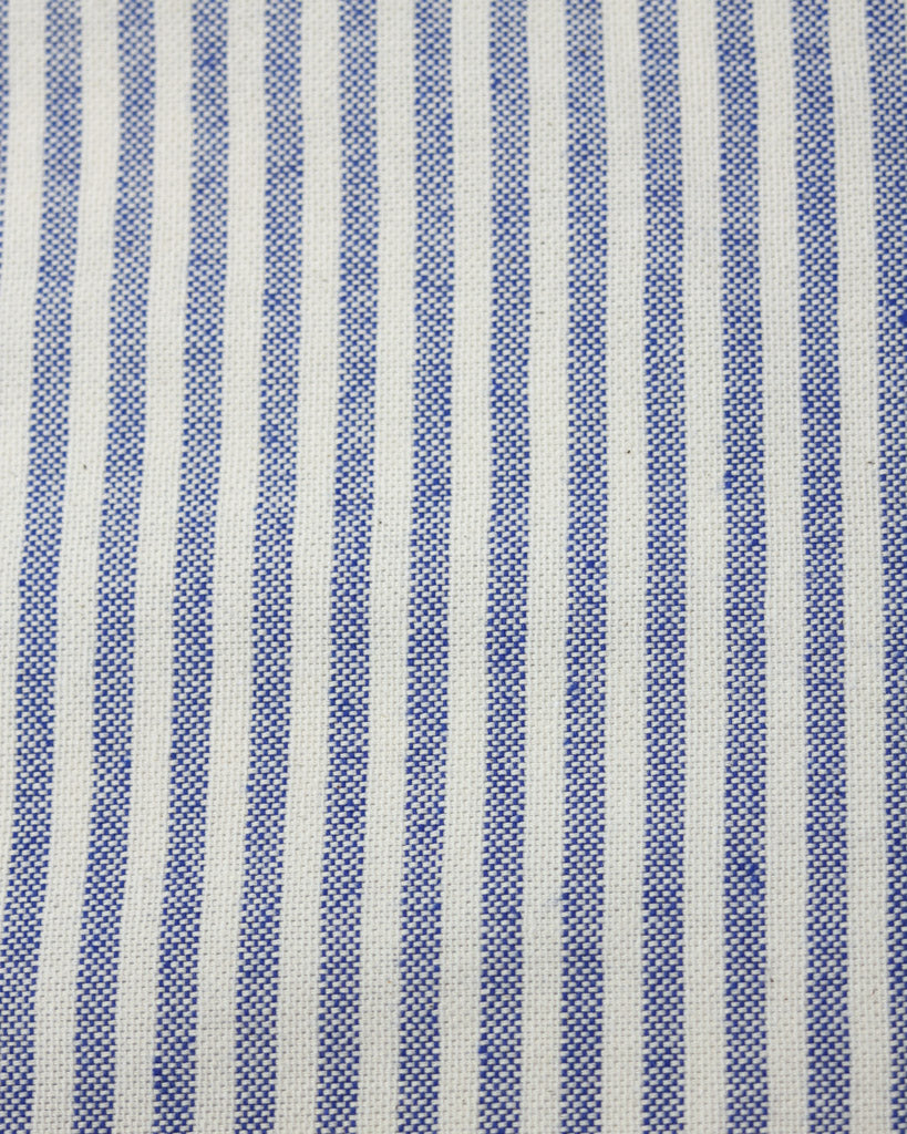 Close-up of blue and white striped fabric pattern