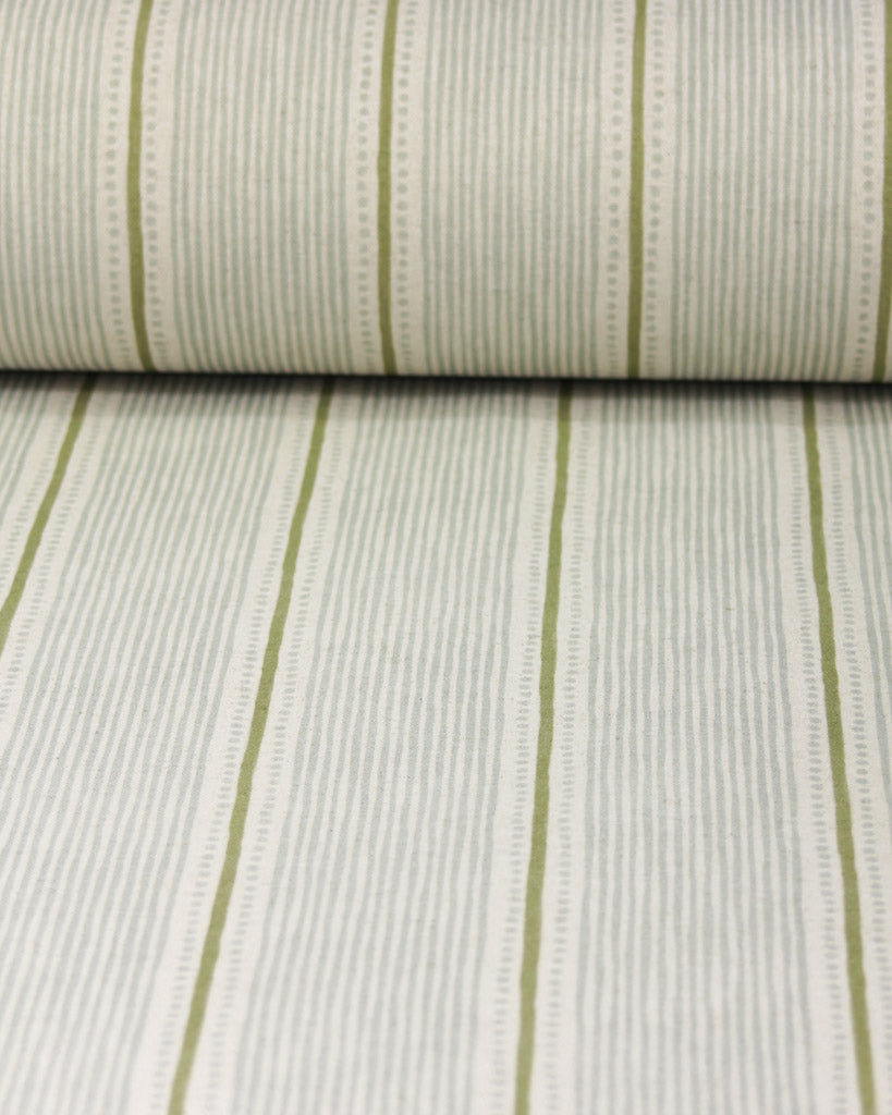 Extra Wide Curtain and Interiors Fabric - Britha Stripe - Duck Egg and Sage