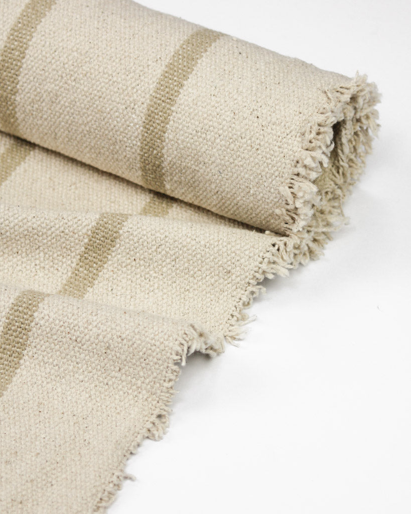 Curtain and Interiors Fabric - Heavy Cotton Stripe - Wheat