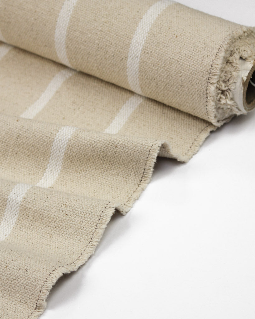 Curtain and Interiors Fabric - Heavy Cotton Stripe - Salt