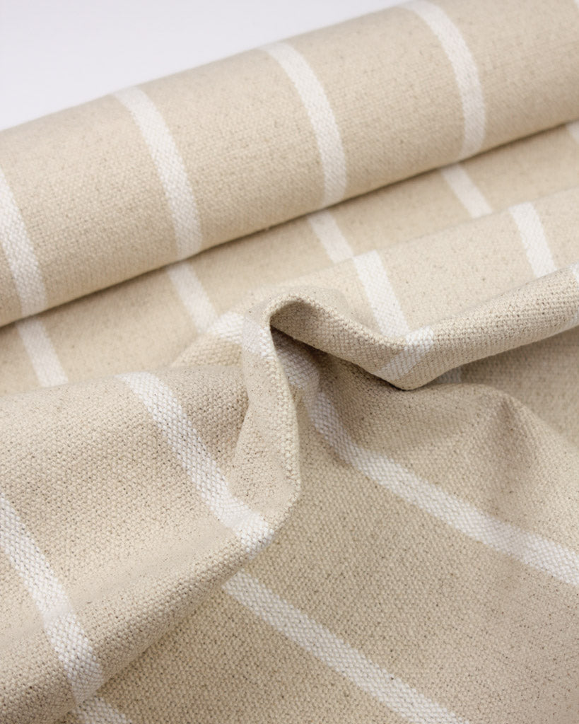 Curtain and Interiors Fabric - Heavy Cotton Stripe - Salt